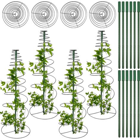 Filiyano – support en spirale – Ensemble de tuteurs pour plantes grimpantes (lot x12), tuteurs pour pois et haricots mungo, piquets métalliques (1/5)