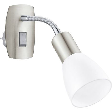Applique Moderna Dakar 3 Acciaio Grigio Plastiche Bianche 1 Luce E14 Ip20