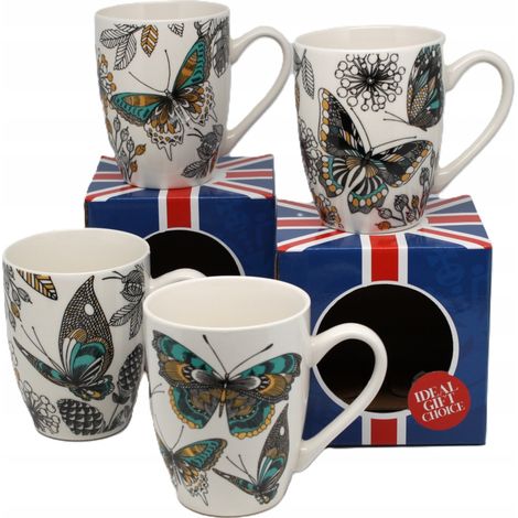 Tazza in porcellana con motivo a farfalla, mix di fantasie (1/5)