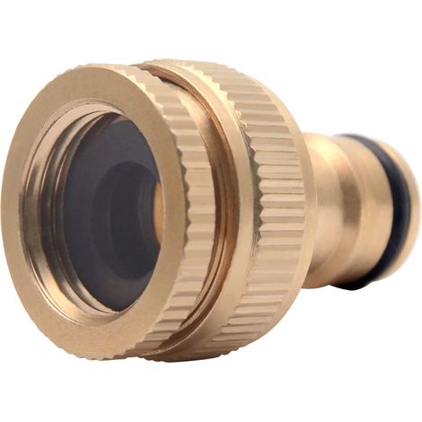 tuyau d'arrosage en laiton - Raccord de robinet pour tuyau de 1/2" et 3/4" - Filetage intérieur 2 en 1 - Raccords de tuyau pour jardin, ferme, maison (1/5)