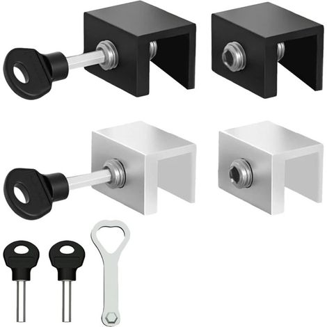 4 Pièces Verrou Baie Coulissante 10mm Verrou Porte Coulissante Verrou pour Porte Coulissante, Serrures de Fenêtre pour Fenêtre Bloque Porte Coulissante avec Clé pour Fenêtre