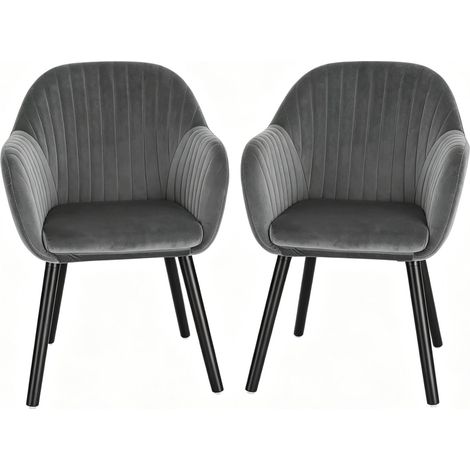 Lot de 2 chaises de salle à manger en velours avec accoudoirs, dossier ergonomique, pieds en bois et métal, assise confortable pour salon, bureau ou cuisine  CHICFURN (1/5)