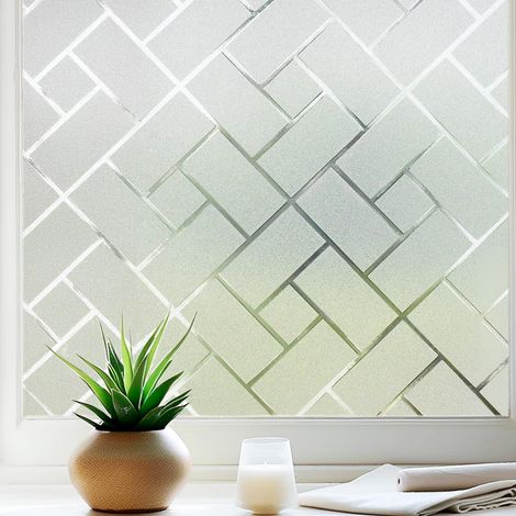 Film d'intimité pour fenêtre verre dépoli - Sans colle - Amovible - Anti-UV - Maison, bureau, cuisine - 44 x 200 cm (blanc)