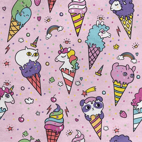 Tela de poliéster Royal Velvet para coser - Motivo de helado con animales (1/5)