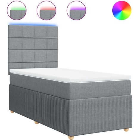 Maison Exclusive - Cama box spring con colchón tela gris claro 10