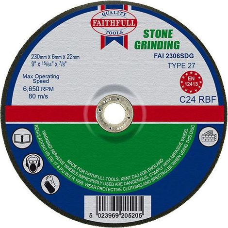 Faithfull Depressed Centre Stone Grinding Disc 230 x 6 x 22.23mm FAI2306SDG