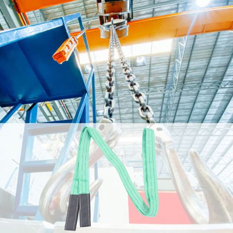 Élingue de levage plate en polyester à double boucle verte 2T 4M pour grues industrielles (1/5)
