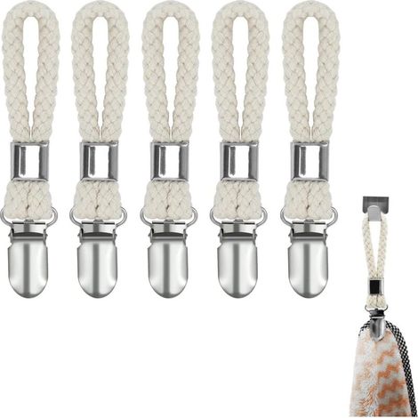 Pince à Serviette, Accroche Torchon, Pince à Suspendre Pour Serviette de Plage, Crochet Torchon Porte Serviette Salle de Bain, Pour des Armoires Cuisine et Salle de Bain à la Maison, 5 Pièces (1/5)