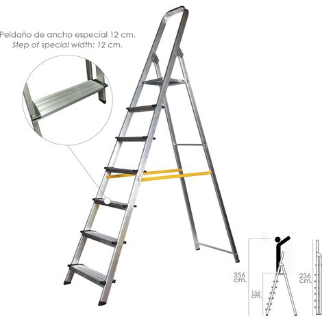 Escalera Doméstica Aluminio Profesional 7 Peldaños 12 cm Grosor. (1/4)