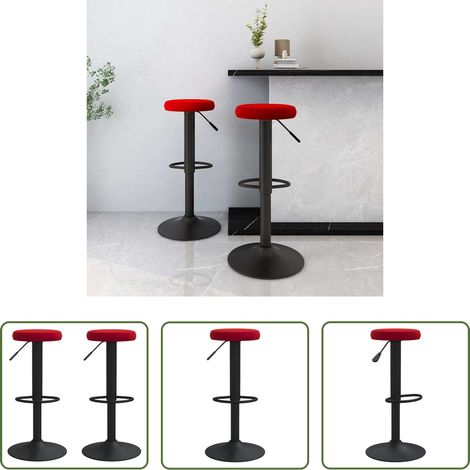 Chaise de bar - Tabourets de bar lot de 2 rouge bordeaux velours (1/5)