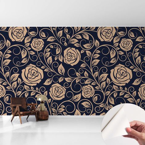 Selbsthaftend Tapete für Wohnzimmer Schlafzimmer Küche - Wanddekoration Romantische Blumen 416x254 cm (1/5)