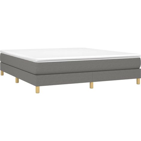 Box Spring Bed Frame Dark Grey 160x200 cm Fabric vidaXL