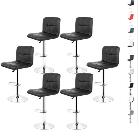 Hofuton Lot de 6 tabourets de bar noir (1/5)