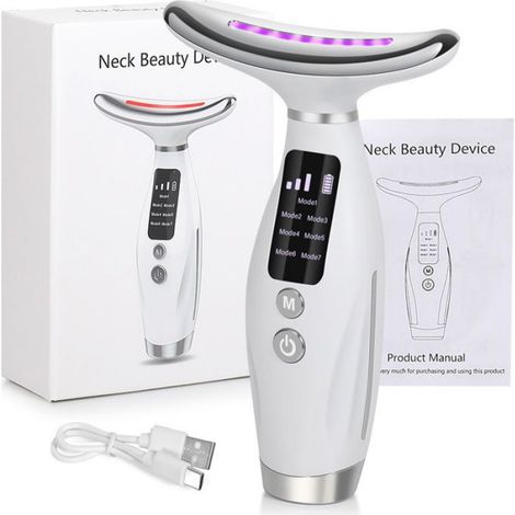 Appareil Beauté Cou - 7 Lumières LED - Vibration Haute Fréquence - Massage Chauffant - 1 Pièce (1/5)