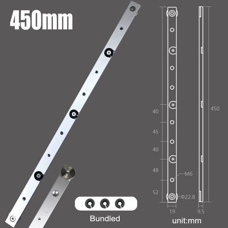 Argent 450 mm avec déflecteur et curseur Poignée de poussée pour le travail du bois, déflecteur, curseur, accessoires de menuiserie, curseur, poignée de poussée universelle pour le travail du bois, ou (1/5)