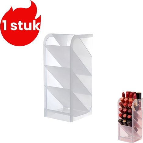Porte stylos de bureau en verre dépoli avec boîte de rangement inclinée pour cosmétiques et fournitures blanc (1/5)