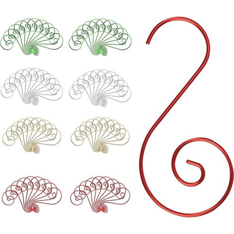 Set mit 160 Metallhaken für Weihnachtsbaumschmuck, mehrfarbige Spiralhaken, silber, rot (1/5)