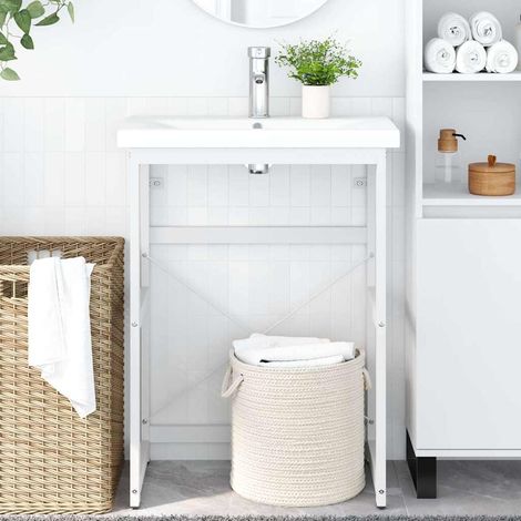 vidaXL Estructura de lavabo de hierro blanco 59x38x83 cm (1/5)