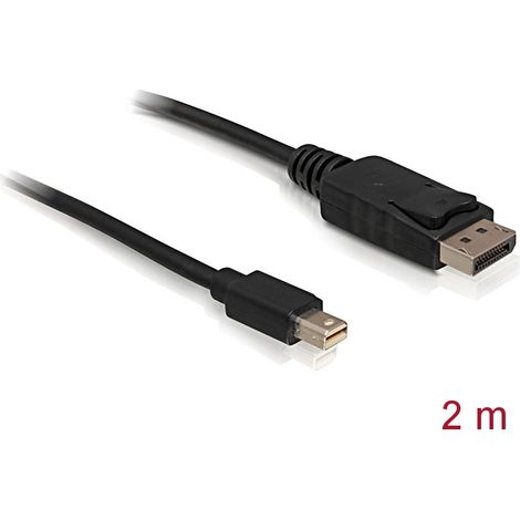 Cable mini DisplayPort a DisplayPort  v 1.2 - 2 mts 4K 60Hz Negro