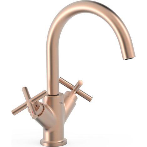 TRES 28320301OPM MONT BLANC Grifo Bimando Alto Para Lavabo Oro Rosa Mate - ref: 28320301OPM