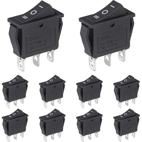 VEXUNGA Black Toggle Switch 3 Positions 15A 250VAC 20A 125VAC On Off On Switch ON-OFF-ON SPDT 3 Pin 10 Pieces (1/5)