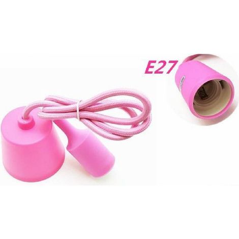 TrAdE Shop Traesio - Portalampada E27 A Sospensione Cavo Pendente Porta Lampada Soffitto Rosa E27-sa - (1/2)