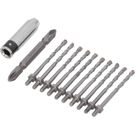 10-teiliges Bohrer-Set, 1 Steckschlüssel, 1 S2-Schraubendreher-Bit-Set für Wände, Glas, Eisen und Aluminiumplatten (1/5)