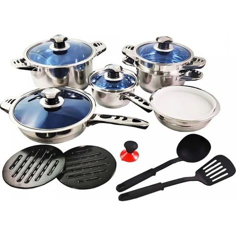 Royalty line rl 16rgnm batterie de cuisine en acier inoxydable de premiere qualite 16 pieces