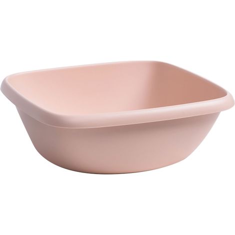 Bac à linge rose grand format en plastique pour maison et dortoir, lavage de vaisselle et lessive, design carré mignon. (1/5)