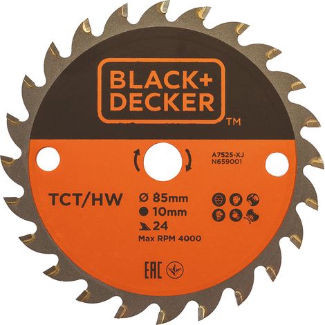 LAMA TCT PER MINI SEGA CIRCOLARE 'A7525-XJ' ø 85 mm foro 10 mm - 24 denti  - BLACK DECKER