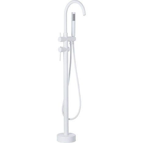 Rubinetto per Vasca Freestanding Bianco Opaco con Doccetta 119 cm Tugela