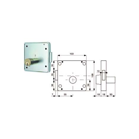 SERRATURE APPLIC. PER CANCELLI 2 MAND. SOLO CATENACCIO CIL. FISSO 426- - mm.55 (426.55.1) Dx - 2 pezzi MG