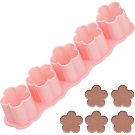 Emporte-Pièces, Mini Emporte Piece Plastique Emporte-Pièces Tampon pour la Cuisson du Chocolat, y Compris 5 Cavités(Forme de Fleur) (1/4)