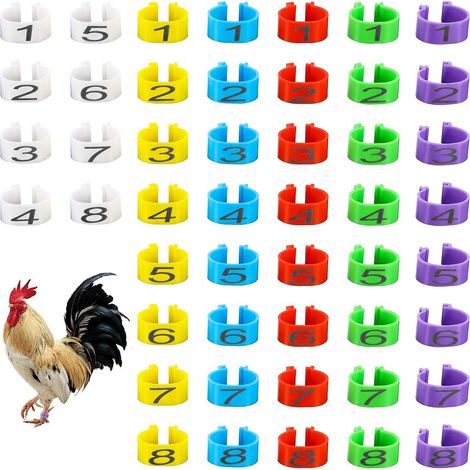 Lot de 48 anneaux pour cuisses de poulet de couleurs assorties - Anneaux à clip de 16 mm pour l'identification des volailles (1/5)
