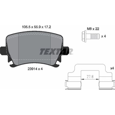 Kit de plaquettes de frein, frein à disque Textar 2391402 AUDI 1K0698451B