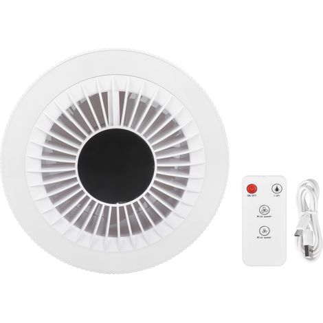 Ventilateur de bureau rechargeable USB avec lumière LED, 3 vitesses, pour intérieur et extérieur, support inclinable, blanc (1/5)