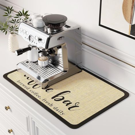 Kaffeebarmatte, saugfähig und fleckenversteckend, Trockenmatte mit wasserfester Gummirückseite, passt unter Kaffeemaschine, Espressomaschine, Kaffeezubehör, 40 x 61 cm (1/5)