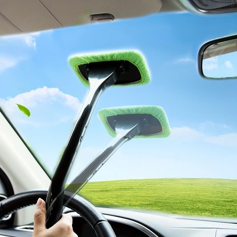 Outil de nettoyage de pare-brise, brosse de nettoyage de vitres de voiture, tampons en microfibre réutilisables pour essuie-glace de voiture, VUS, camping-cars et fenêtres de maison (vert gazon) (1/5)