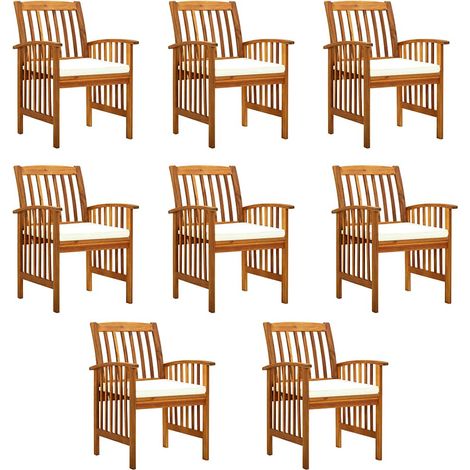 Set di 8 sedie da giardino con Cuscini in Legno Massello di Acacia vidaXL (1/5)