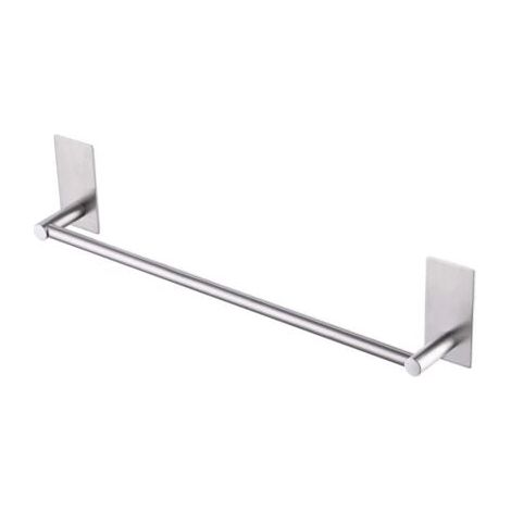 Porte-serviettes mural autocollant argent mat 42cm, inox, rangement serviettes de bain (1/5)