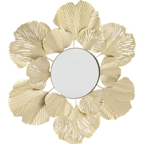 Miroir Mural Moderne Simple Décoratif Résistant à l'Usure Couleur Stable Feuille de Ginkgo Miroir Mural pour Chambre Salon Type B (1/5)