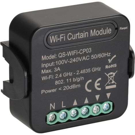 Module rideau WiFi intelligent 100‑240VAC, interrupteur sans fil pour commande à distance via APP, compatible stores motorisés, boîtier de coupure automatique (1/5)