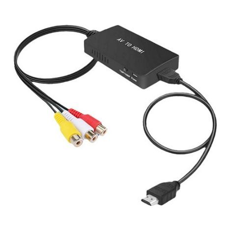 Adattatore RCA-HDMI nero, convertitore AV-HDMI, ingresso RCA, uscita video, adattatore audio per Sky/DVD/STB per display HDTV ZHQRCA03 (1/4)