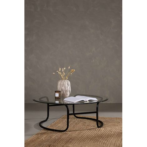 Lomma table basse ⌀110cm noir, verre. (1/5)