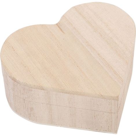 Herzförmige Schmuckschatulle aus Holz, Aufbewahrungs- und Transportbox für Bastelarbeiten und Dekoration (1/5)