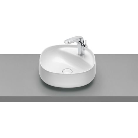 Lavabo de FINECERAMIC® de sobre encimera - ROCA Color: Blanco - Medidas: 455x455x160 mm (1/2)