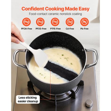 Marmite en Aluminium 7,6 L, Faitout avec Couvercle en Verre, Compatible avec Cuisinière à Gaz ou Électrique Plaque à Induction, Bou… (1/5)