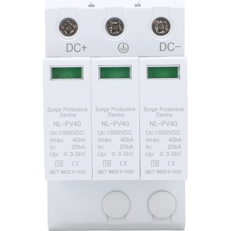 Dispositif de Protection contre les Surtensions, Installation sur Rail de Phase, Parafoudre 36Mm, Protecteur Pv40, 3P, 1000V, Photodétecteurs (1/5)