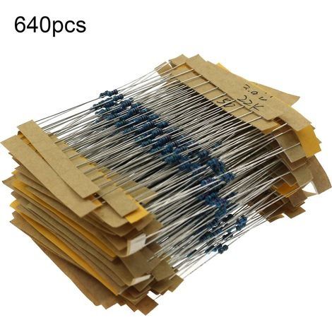 640 pièces 1/6w 1% 1ohm-10m Kit de résistance différentes spécifications haute précision métal assorti métal Film résistance paquet pour atelier
