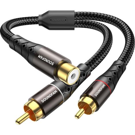 Câble Répartiteur Y RCA,Répartiteur RCA 1 Femelle vers 2 Mâles [Fiche Dorée] pour Subwoofer, Téléviseur, Lecteur CD, Cinéma Maison - Noir (30 cm) (1/5)